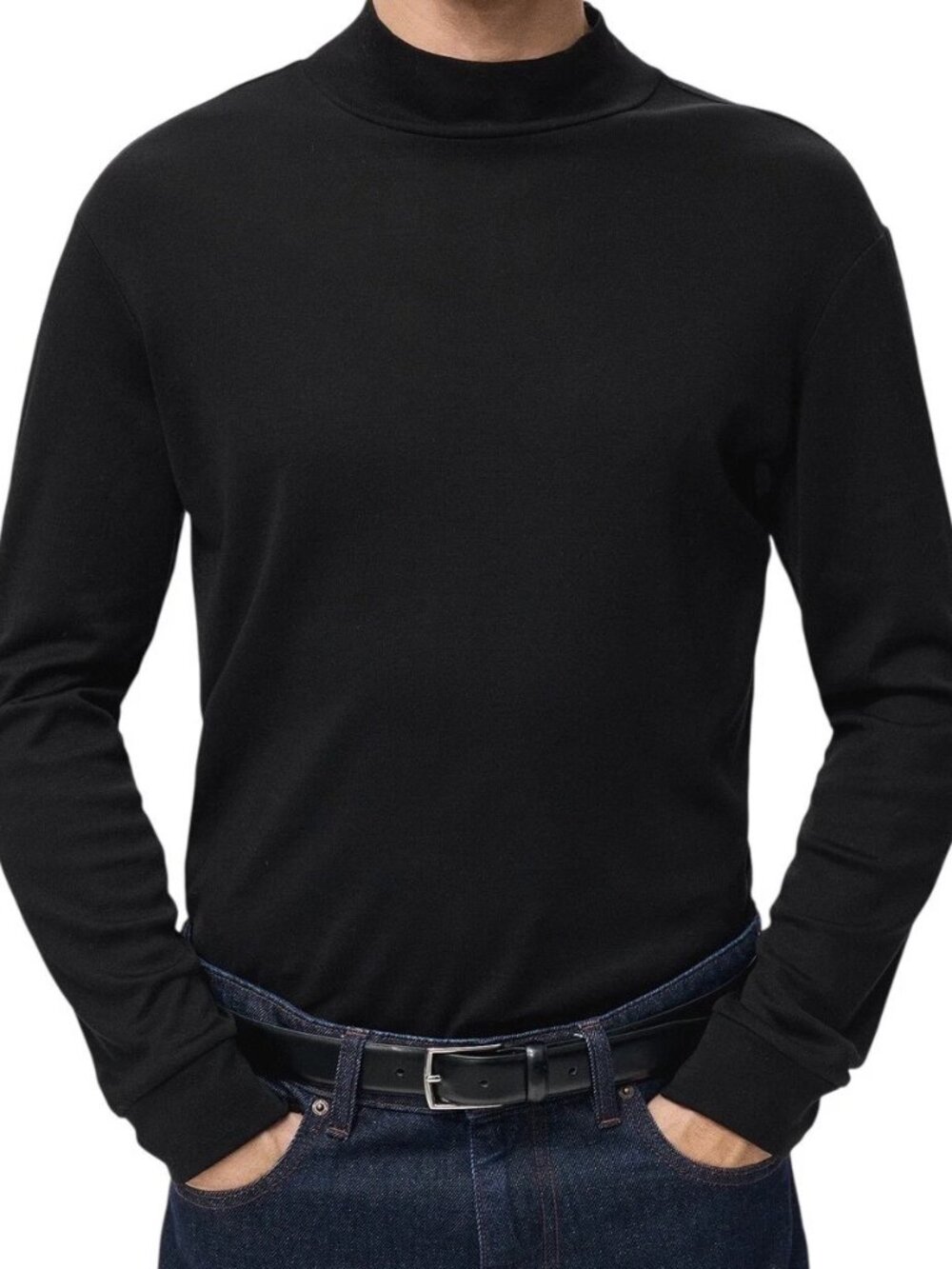 Men’s Madewell Black Long Sleeve Heavyweight Mock Neck Shirt XL NWT